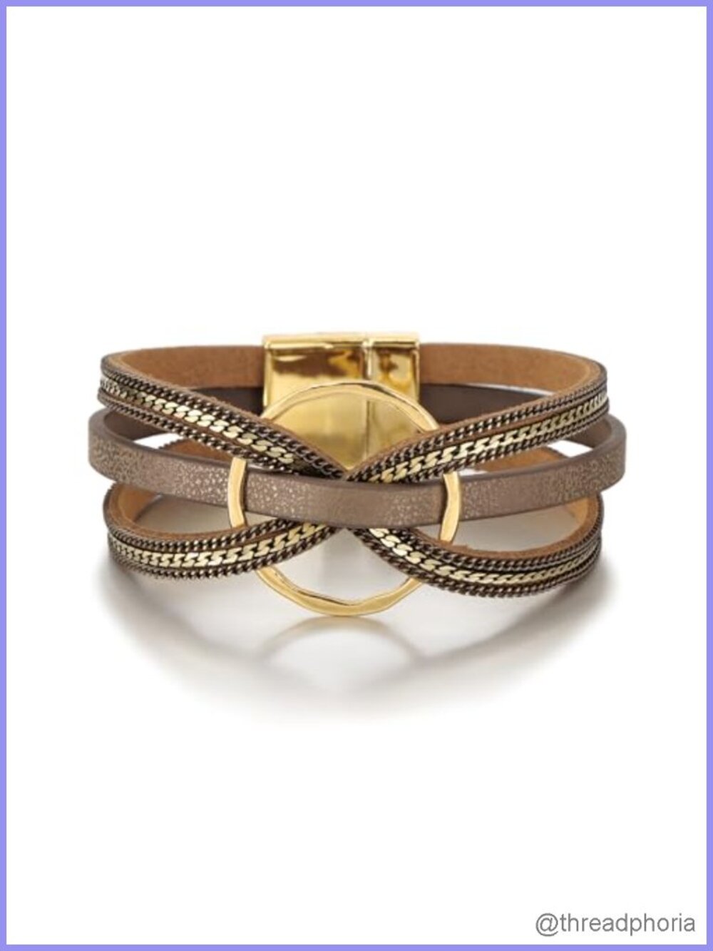 Leather Wrap Bracelet Boho Layered Cuff Women's Western Style